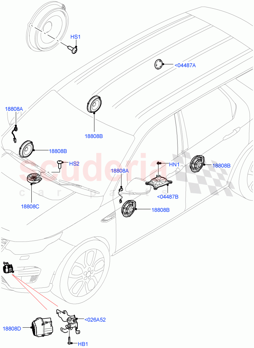 Speakers(Halewood (UK),Standard Audio (Base)) of Land Rover Land Rover Discovery Sport (2015+) [2.2 Single Turbo Diesel]