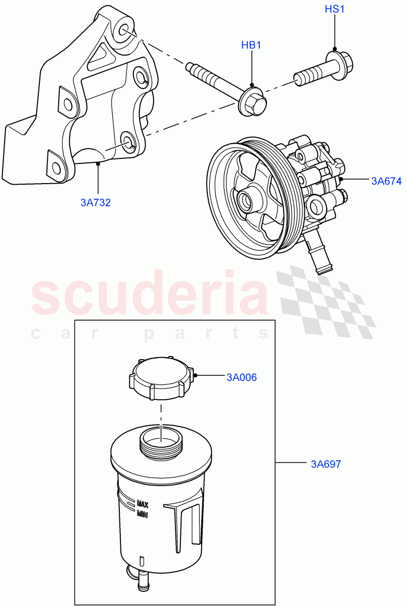 Power Steering Pump Mounting(AJ Petrol 4.4 V8 EFI (220KW),AJ Petrol 4.2 V8 Supercharged)((V)TO9A999999) of Land Rover Land Rover Range Rover Sport (2005-2009) [4.2 Petrol V8 Supercharged]