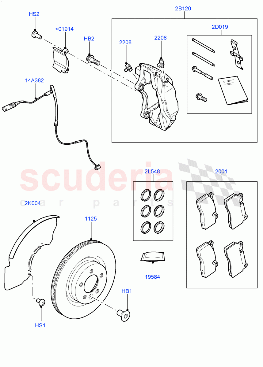 Front Brake Discs And Calipers(3.0L DOHC GDI SC V6 PETROL,Engine Power Source - 380PS/450NM)((V)FROMGA000001,(V)TOGA285152) of Land Rover Land Rover Range Rover (2012-2021) [3.0 Diesel 24V DOHC TC]