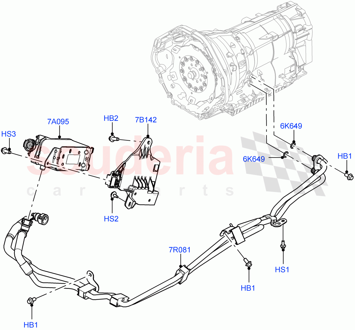 Transmission Cooling Systems(4.4 V8 Turbo Petrol (NC10),8 Speed Auto Trans ZF 8HP76) of Land Rover Land Rover Range Rover (2022+) [3.0 I6 Turbo Diesel AJ20D6]