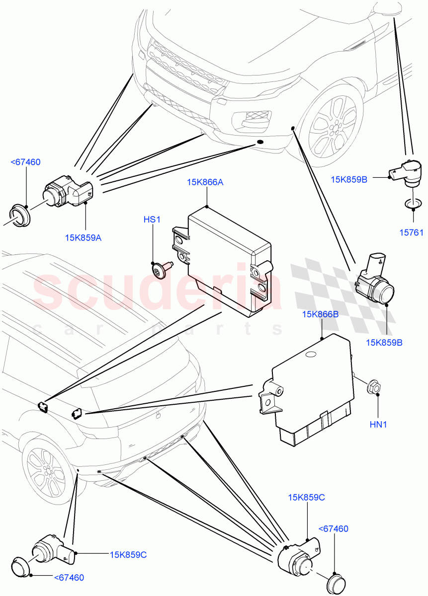 Parking Distance Control(Halewood (UK)) of Land Rover Land Rover Range Rover Evoque (2012-2018) [2.0 Turbo Petrol AJ200P]