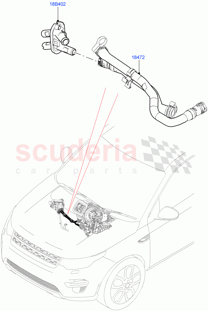 Auxiliary Heater Hoses(Halewood (UK),With Fuel Fired Heater,Fuel Fired Heater With Park Heat,Fuel Heater W/Pk Heat With Remote)((V)FROMLH000001,(V)TOLH999999) of Land Rover Land Rover Discovery Sport (2015+) [2.0 Turbo Diesel AJ21D4]