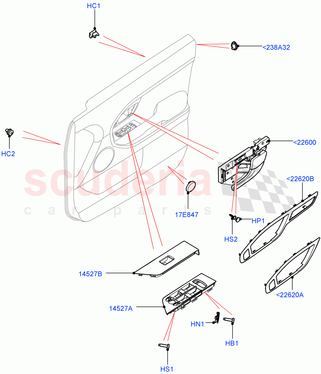 Front Door Trim Installation(2 Door Convertible,Halewood (UK)) of Land Rover Land Rover Range Rover Evoque (2012-2018) [2.2 Single Turbo Diesel]