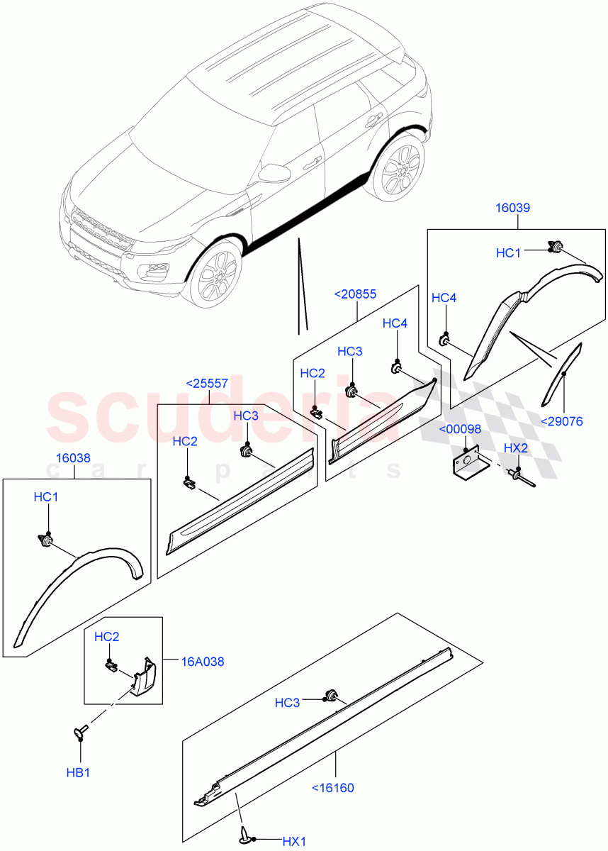 Body Mouldings(Itatiaia (Brazil))((V)FROMGT000001) of Land Rover Land Rover Range Rover Evoque (2012-2018) [2.0 Turbo Petrol AJ200P]