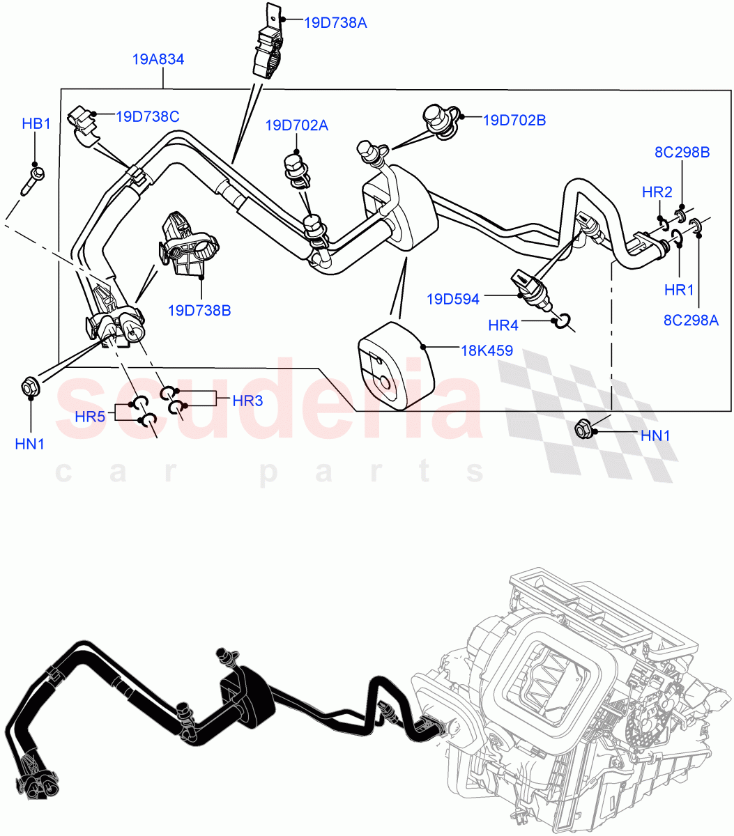 Air Conditioning System (Changsu (China), Less Chiller Unit, Air Conditioning Refrigerant-R134A) ((V) FROMFG000001, (V) TOKG446856) of Land Rover Land Rover Discovery Sport (2015+) [2.0 Turbo Diesel AJ21D4]