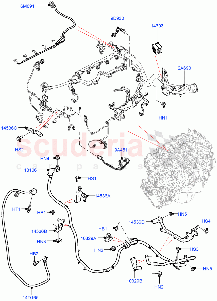 Engine Harness(Nitra Plant Build)(3.0L AJ20D6 Diesel High,Less Electric Engine Battery)((V)FROMM2000001) of Land Rover Land Rover Defender (2020+) [2.0 Turbo Diesel]