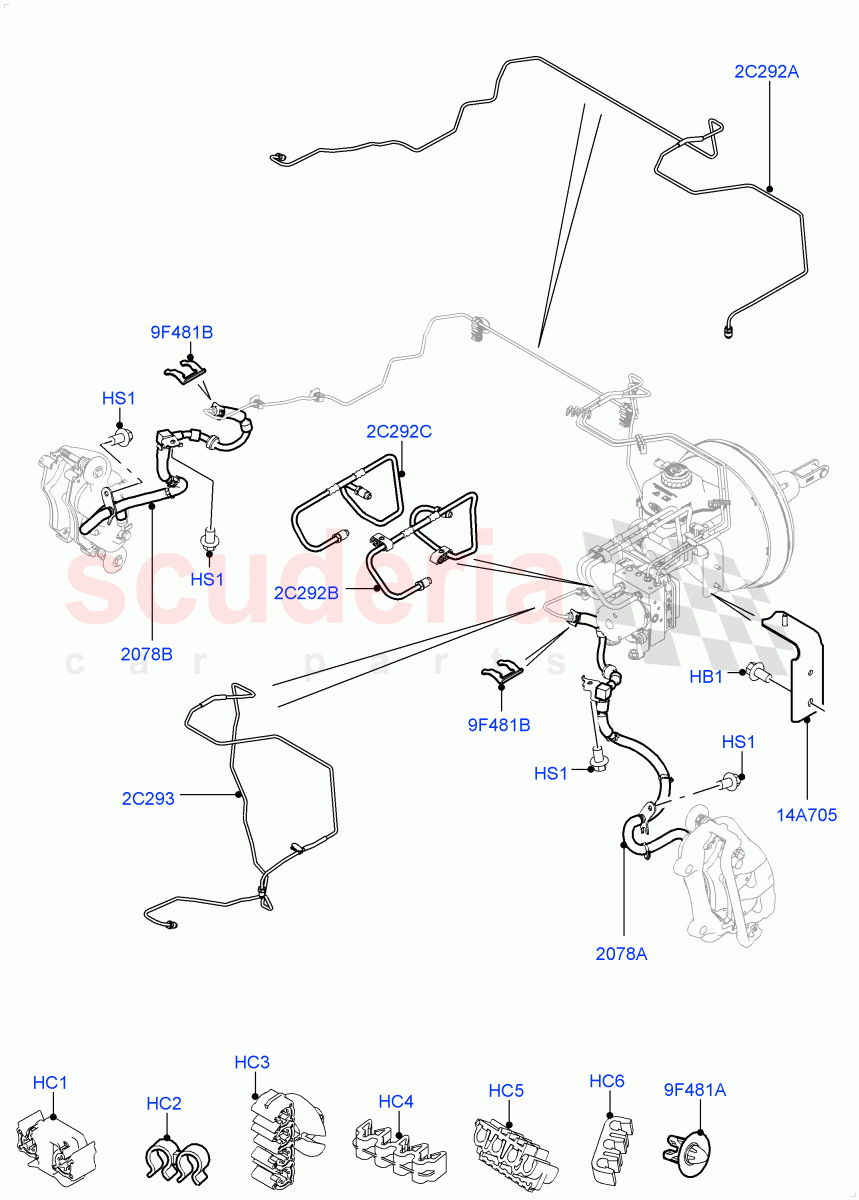 Front Brake Pipes (LHD) ((V) FROMAA000001) of Land Rover Land Rover Discovery 4 (2010-2016) [3.0 DOHC GDI SC V6 Petrol]