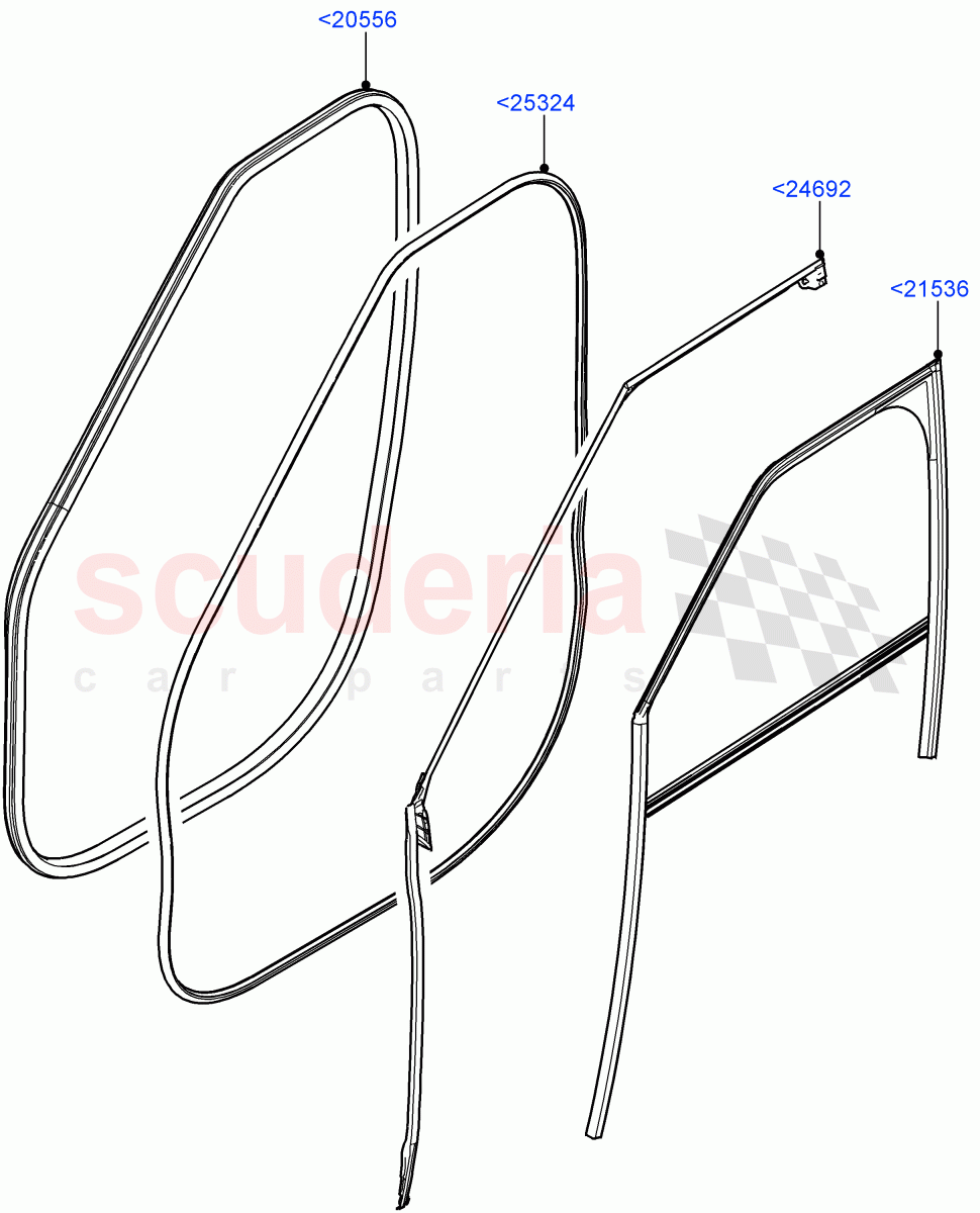 Front Doors, Hinges & Weatherstrips(Seal) of Land Rover Land Rover Range Rover Velar (2017+) [3.0 Diesel 24V DOHC TC]