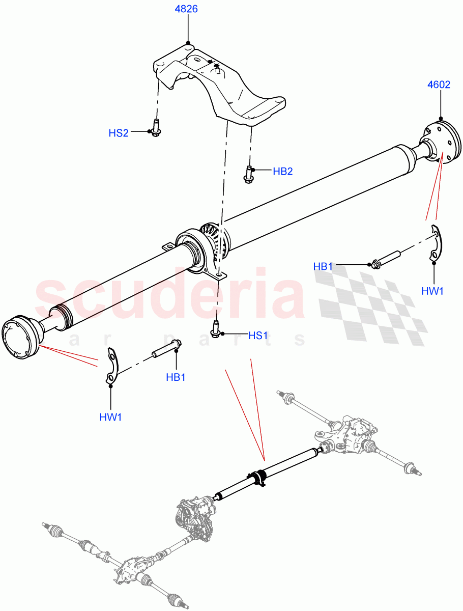 Drive Shaft - Rear Axle Drive(Propshaft)(Standard Wheelbase)((V)TOL2999999) of Land Rover Land Rover Defender (2020+) [5.0 OHC SGDI SC V8 Petrol]