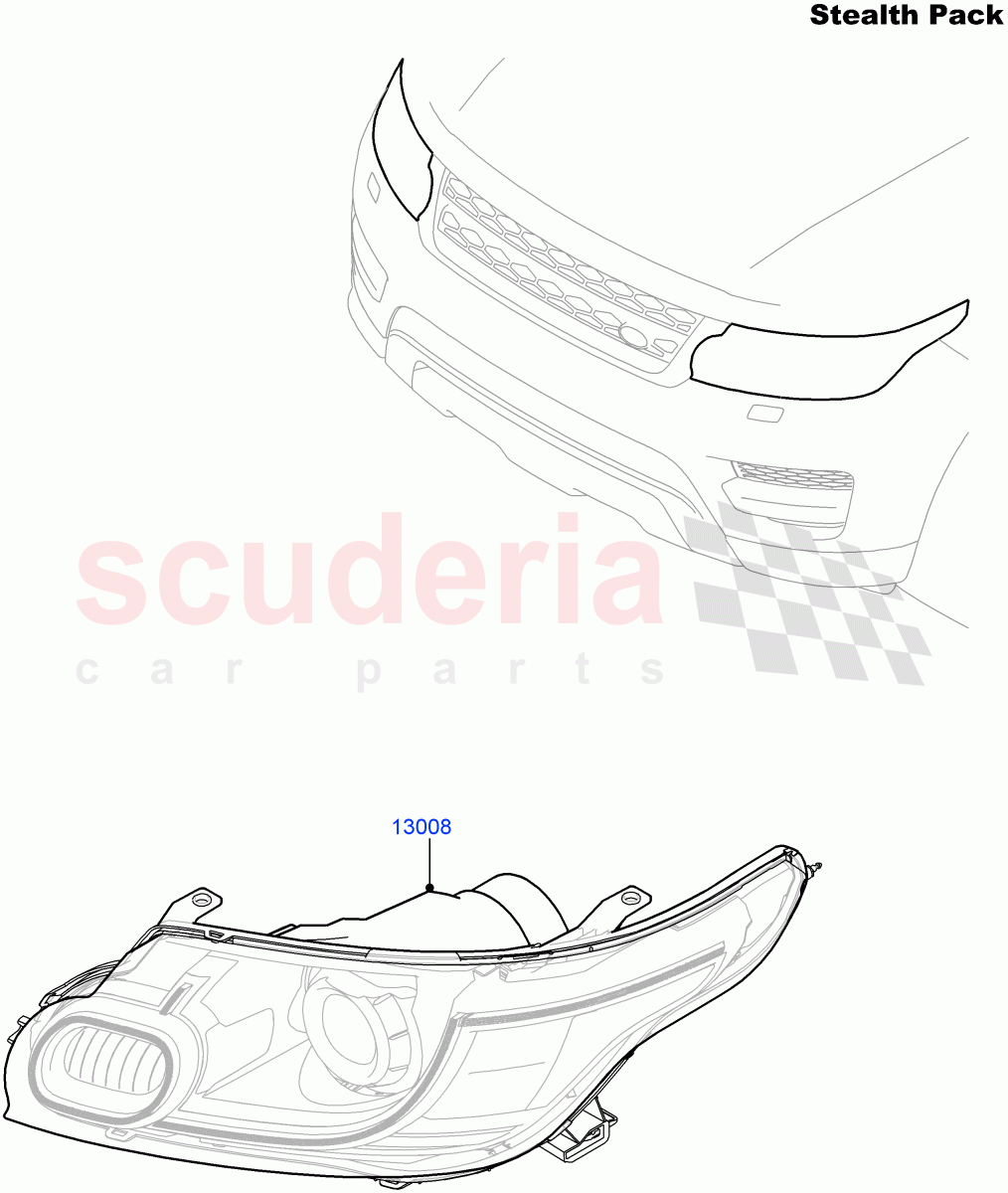 Headlamps And Front Flasher Lamps(Tow Eye Cover - Satin Black,With BI - Xenon Headlamps,Tow Eye Cover - Black,With Adaptive Headlamps Bi Xenon)((V)FROMFA000001) of Land Rover Land Rover Range Rover Sport (2014+) [2.0 Turbo Petrol GTDI]