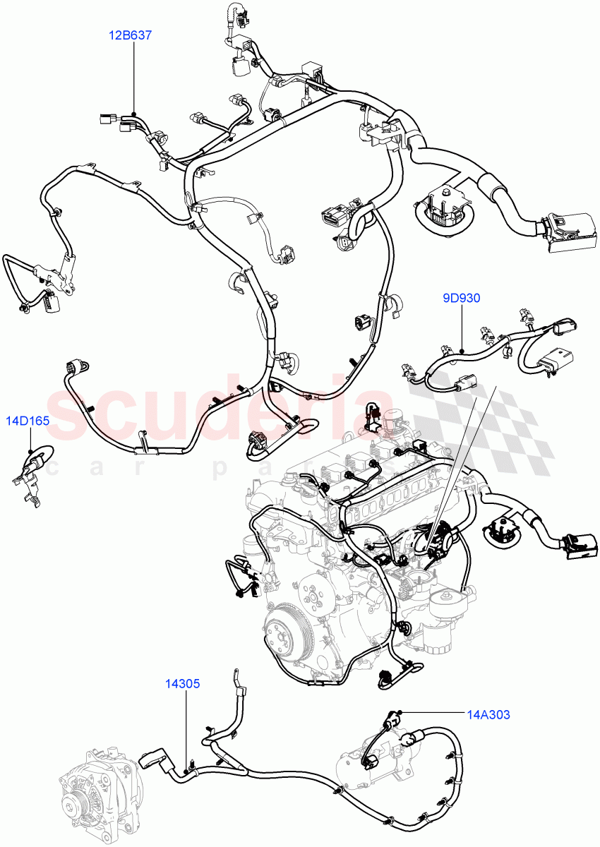 Electrical Wiring - Engine And Dash(2.0L 16V TIVCT T/C 240PS Petrol) of Land Rover Land Rover Range Rover Sport (2014+) [2.0 Turbo Petrol GTDI]