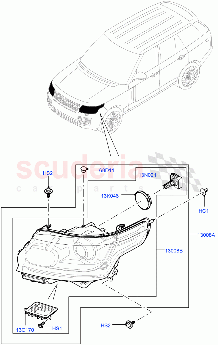 Headlamps And Front Flasher Lamps((V)TOHA999999) of Land Rover Land Rover Range Rover (2012-2021) [3.0 Diesel 24V DOHC TC]