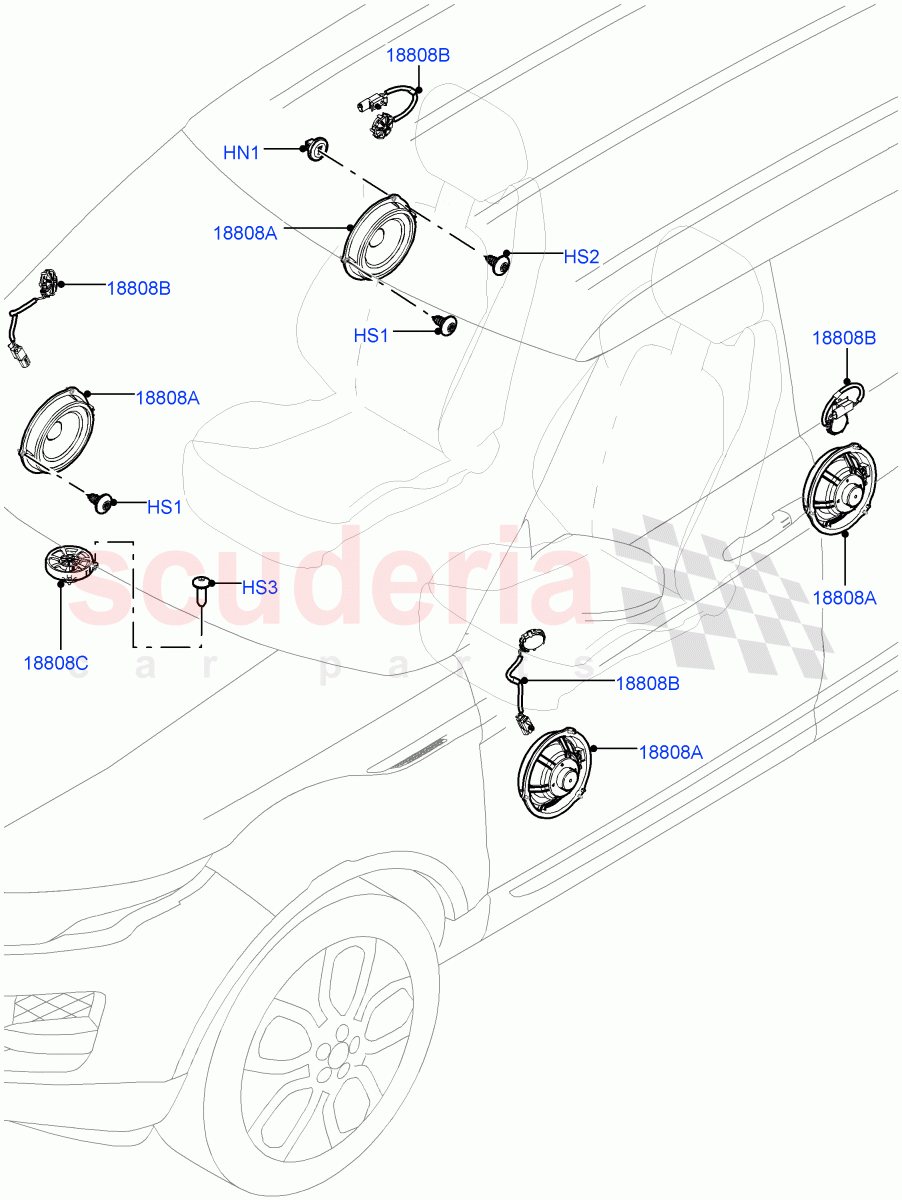 Speakers(Halewood (UK),Standard Audio (Base)) of Land Rover Land Rover Range Rover Evoque (2012-2018) [2.0 Turbo Petrol AJ200P]