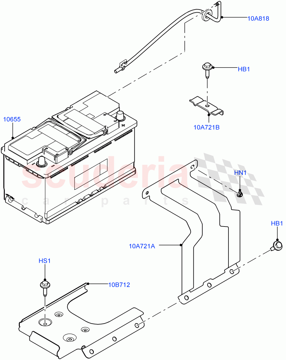 Battery And Mountings(Solihull Plant Build)((V)FROMHA000001) of Land Rover Land Rover Discovery 5 (2017+) [3.0 Diesel 24V DOHC TC]