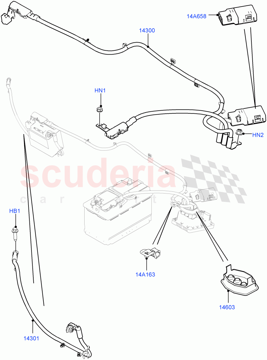 Battery Cables And Horn(Changsu (China),Starter - Stop/Start System)((V)FROMEG000001) of Land Rover Land Rover Range Rover Evoque (2012-2018) [2.0 Turbo Petrol AJ200P]