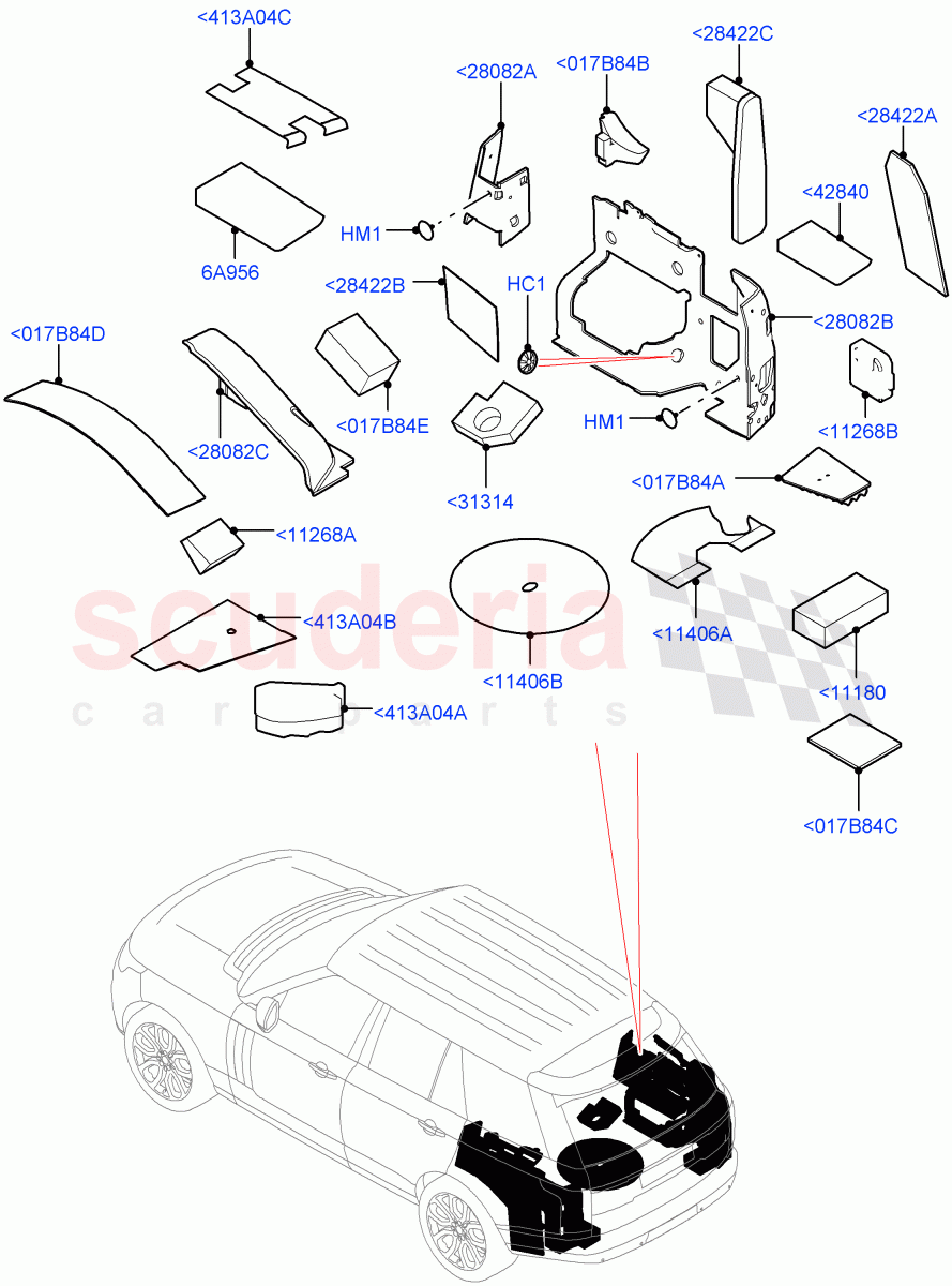 Insulators - Rear(Luggage Compartment) of Land Rover Land Rover Range Rover (2012-2021) [3.0 I6 Turbo Diesel AJ20D6]