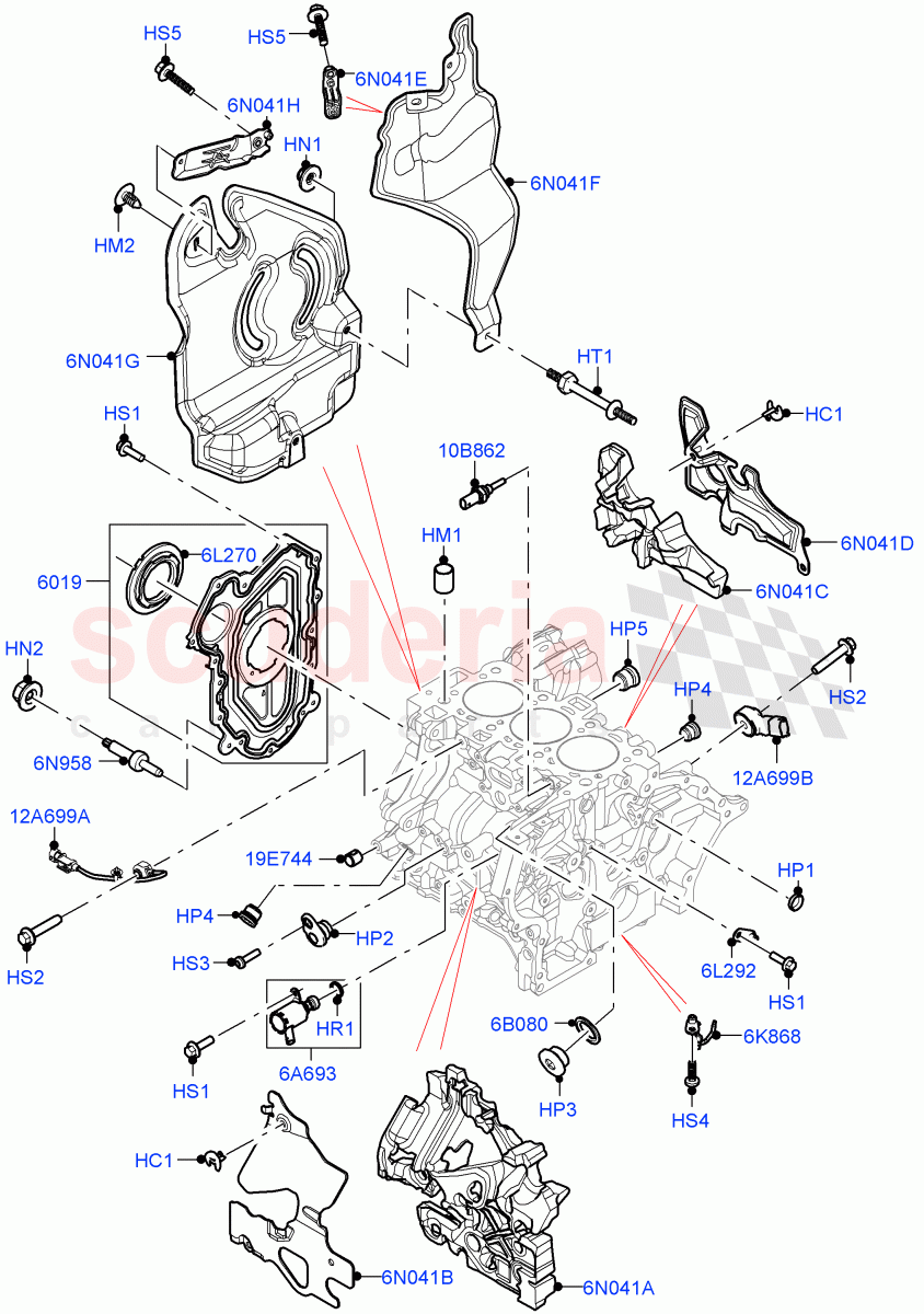 Cylinder Block And Plugs(1.5L AJ20P3 Petrol High PHEV,Halewood (UK))((V)FROMLH000001) of Land Rover Land Rover Discovery Sport (2015+) [1.5 I3 Turbo Petrol AJ20P3]