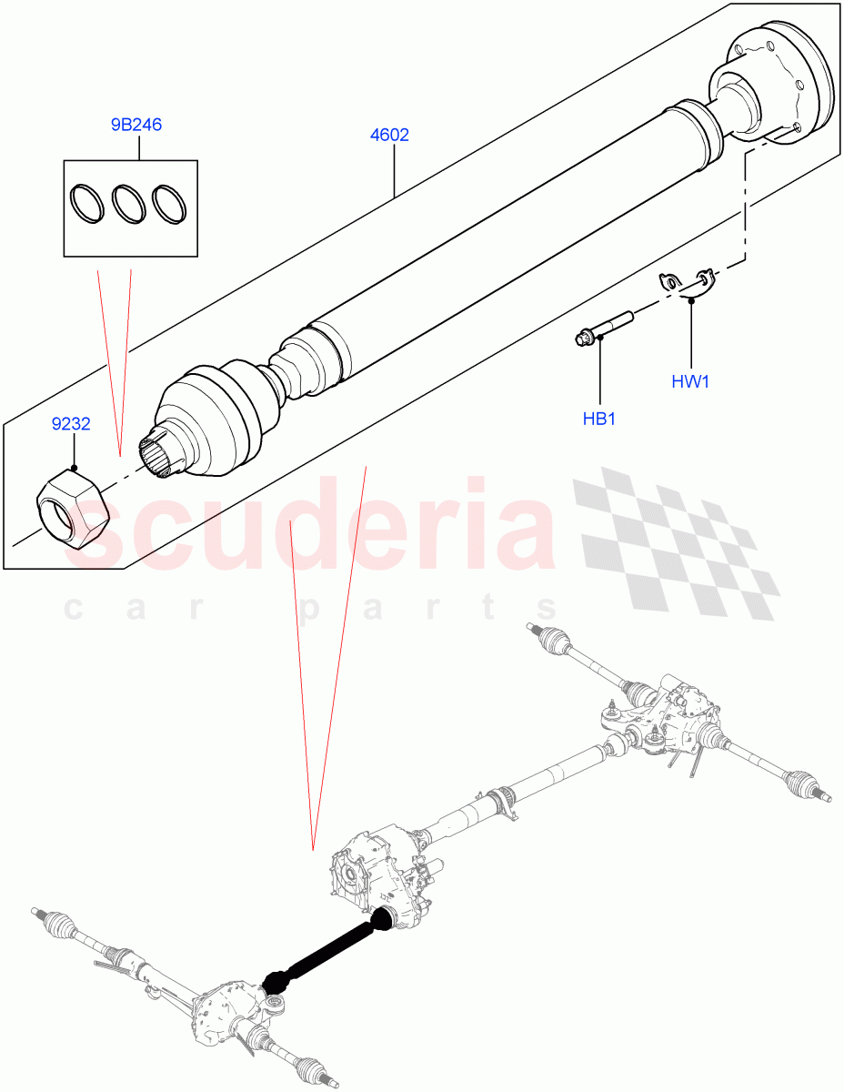 Drive Shaft - Front Axle Drive (Propshaft, Solihull Plant Build) ((V) FROMHA000001) of Land Rover Land Rover Discovery 5 (2017+) [3.0 Diesel 24V DOHC TC]