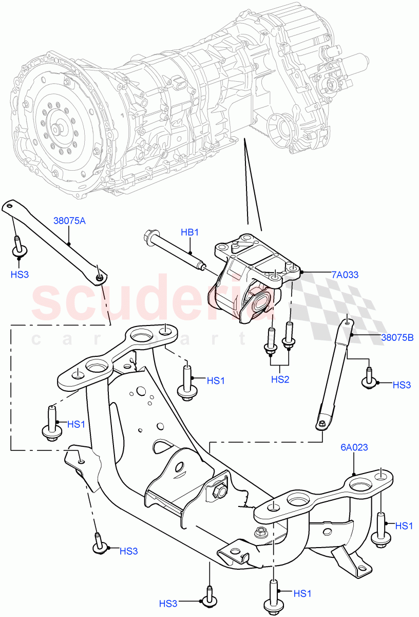 Transmission Mounting(3.0 V6 D Low MT ROW,3.0 V6 D Gen2 Mono Turbo,3.0 V6 D Gen2 Twin Turbo)((V)FROMJA000001) of Land Rover Land Rover Range Rover (2012-2021) [2.0 Turbo Petrol GTDI]