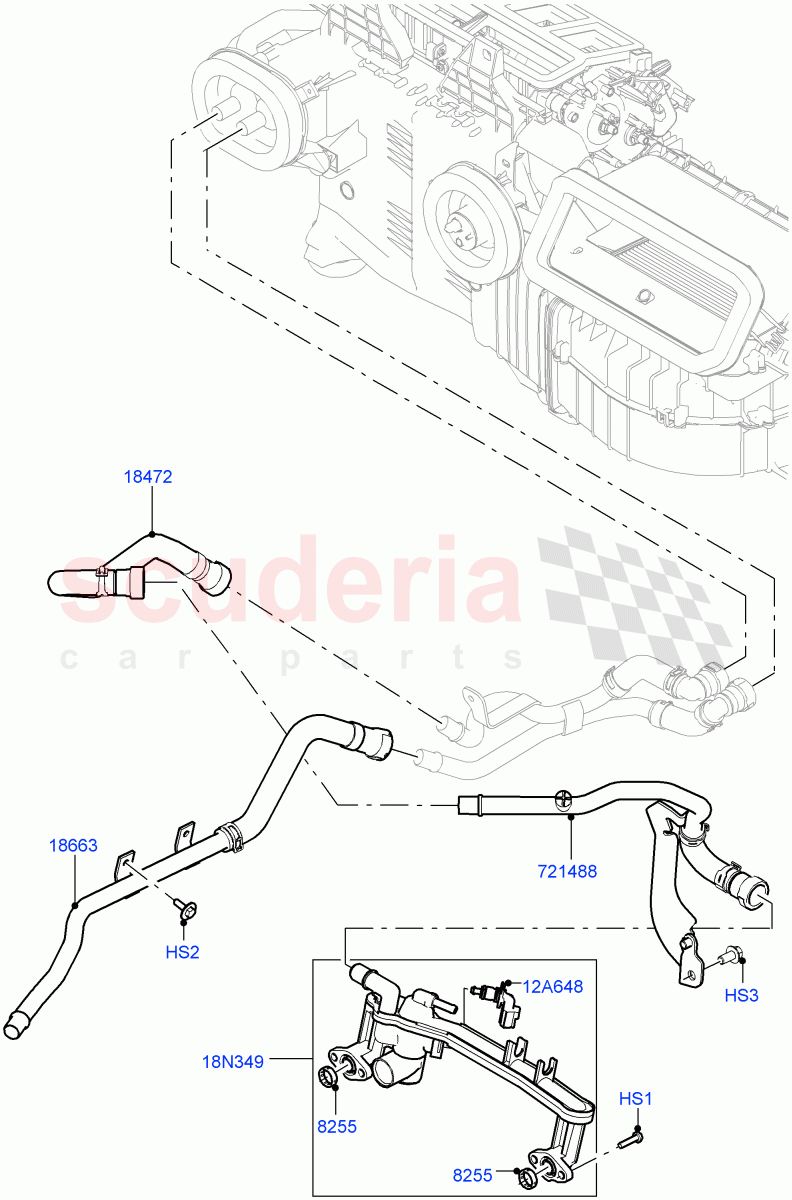 Heater Hoses(Front)(5.0 Petrol AJ133 DOHC CDA,Less Auxiliary Coolant Pumps,5.0L P AJ133 DOHC CDA S/C Enhanced)((V)FROMJA000001) of Land Rover Land Rover Range Rover Sport (2014+) [3.0 I6 Turbo Petrol AJ20P6]