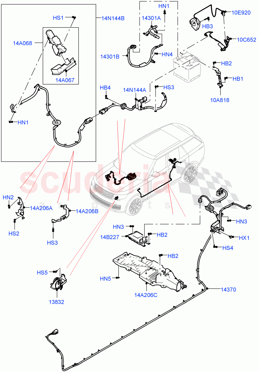 Battery Cables And Horn of Land Rover Land Rover Range Rover (2022+) [3.0 I6 Turbo Diesel AJ20D6]