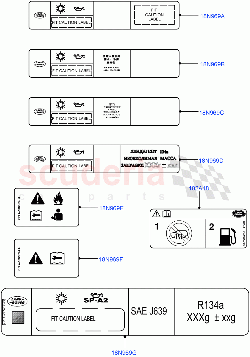 Labels (Air Conditioning) of Land Rover Land Rover Range Rover Sport (2014+) [3.0 DOHC GDI SC V6 Petrol]