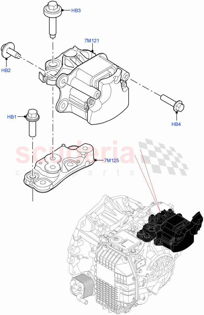 Transmission Mounting(1.5L AJ20P3 Petrol High,8 Speed Automatic Trans 8G30,Changsu (China),1.5L AJ20P3 Petrol High PHEV) of Land Rover Land Rover Range Rover Evoque (2019+) [2.0 Turbo Diesel AJ21D4]