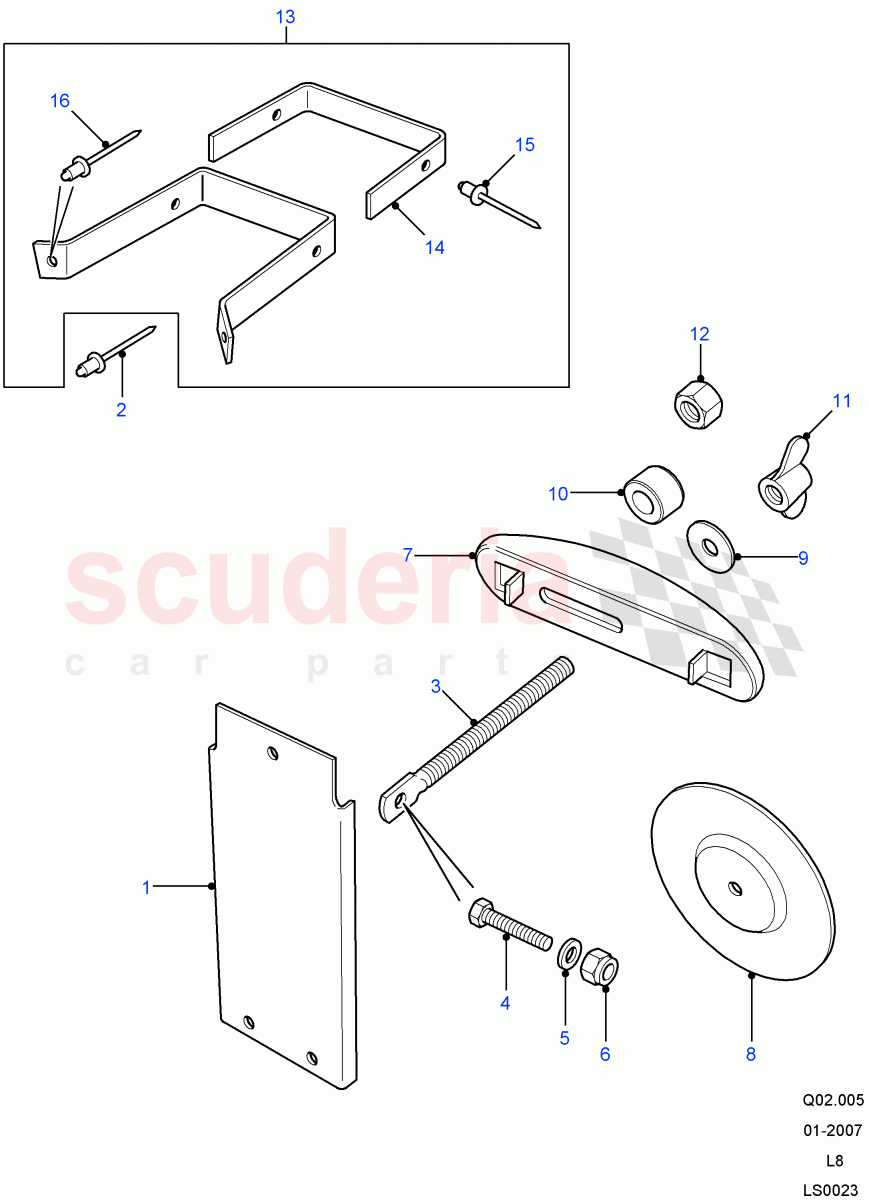 Spare Wheel Carrier(With Bulkhead Mounted Carrier)((V)FROM7A000001) of Land Rover Land Rover Defender (2007-2016)