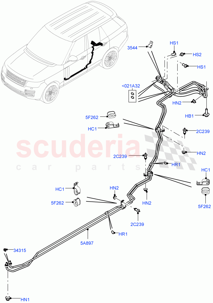 Active Anti-Roll Bar System(Rear, ARC Pipes)(5.0 Petrol AJ133 DOHC CDA,With ACE Suspension,4.4L DOHC DITC V8 Diesel,5.0L OHC SGDI SC V8 Petrol - AJ133,5.0L P AJ133 DOHC CDA S/C Enhanced)((V)TOJA999999) of Land Rover Land Rover Range Rover (2012-2021) [3.0 DOHC GDI SC V6 Petrol]