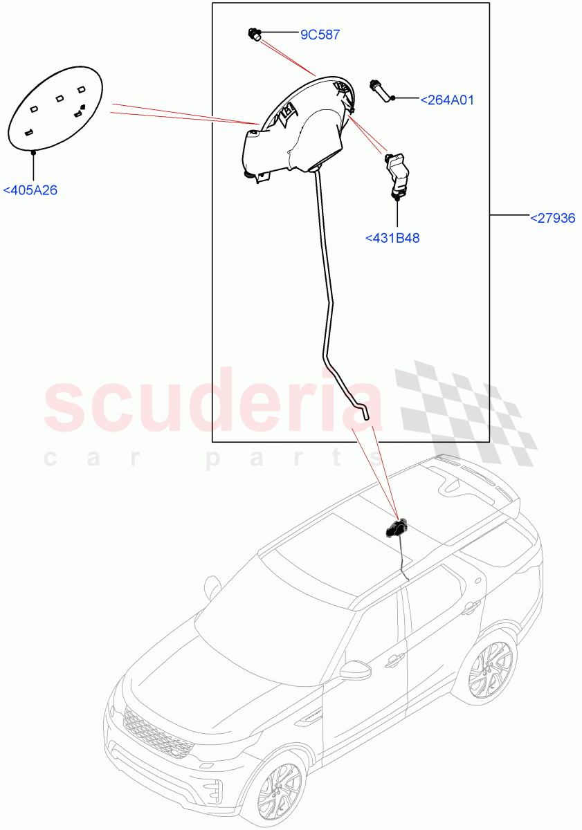 Fuel Tank Filler Door And Controls(Solihull Plant Build)((V)FROMHA000001) of Land Rover Land Rover Discovery 5 (2017+) [2.0 Turbo Diesel]