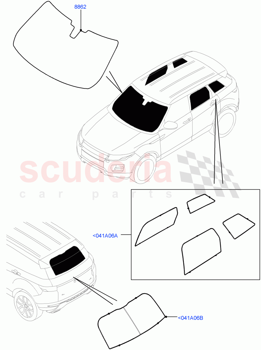 Touring Accessories(Sun Blinds)(Halewood (UK)) of Land Rover Land Rover Range Rover Evoque (2012-2018) [2.0 Turbo Petrol GTDI]