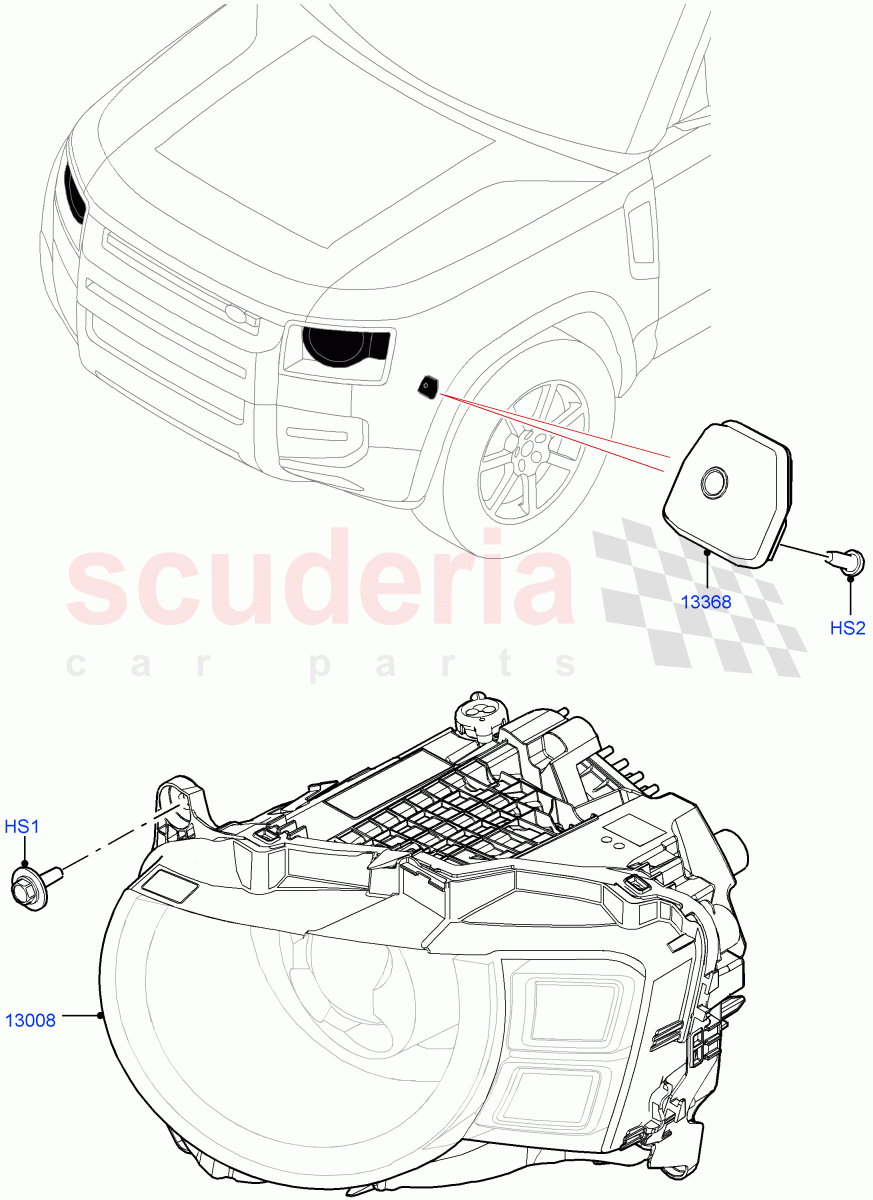 Headlamps And Front Flasher Lamps of Land Rover Land Rover Defender (2020+) [3.0 I6 Turbo Petrol AJ20P6]