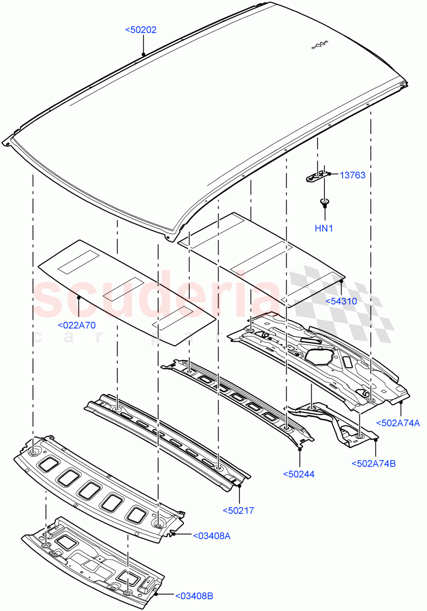 Roof - Sheet Metal(Less Panorama Roof) of Land Rover Land Rover Range Rover Velar (2017+) [2.0 Turbo Petrol AJ200P]