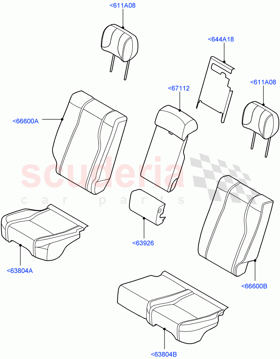 Rear Seat Covers(Semi Aniline Leathr Pinestripe Perf,With 60/40 Power Fold Thru Rr Seat) of Land Rover Land Rover Range Rover (2012-2021) [3.0 DOHC GDI SC V6 Petrol]