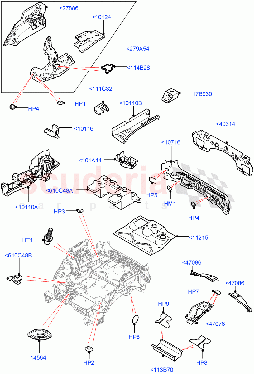 Floor Pan - Centre And Rear(Solihull Plant Build)((V)FROMHA000001) of Land Rover Land Rover Discovery 5 (2017+) [3.0 DOHC GDI SC V6 Petrol]