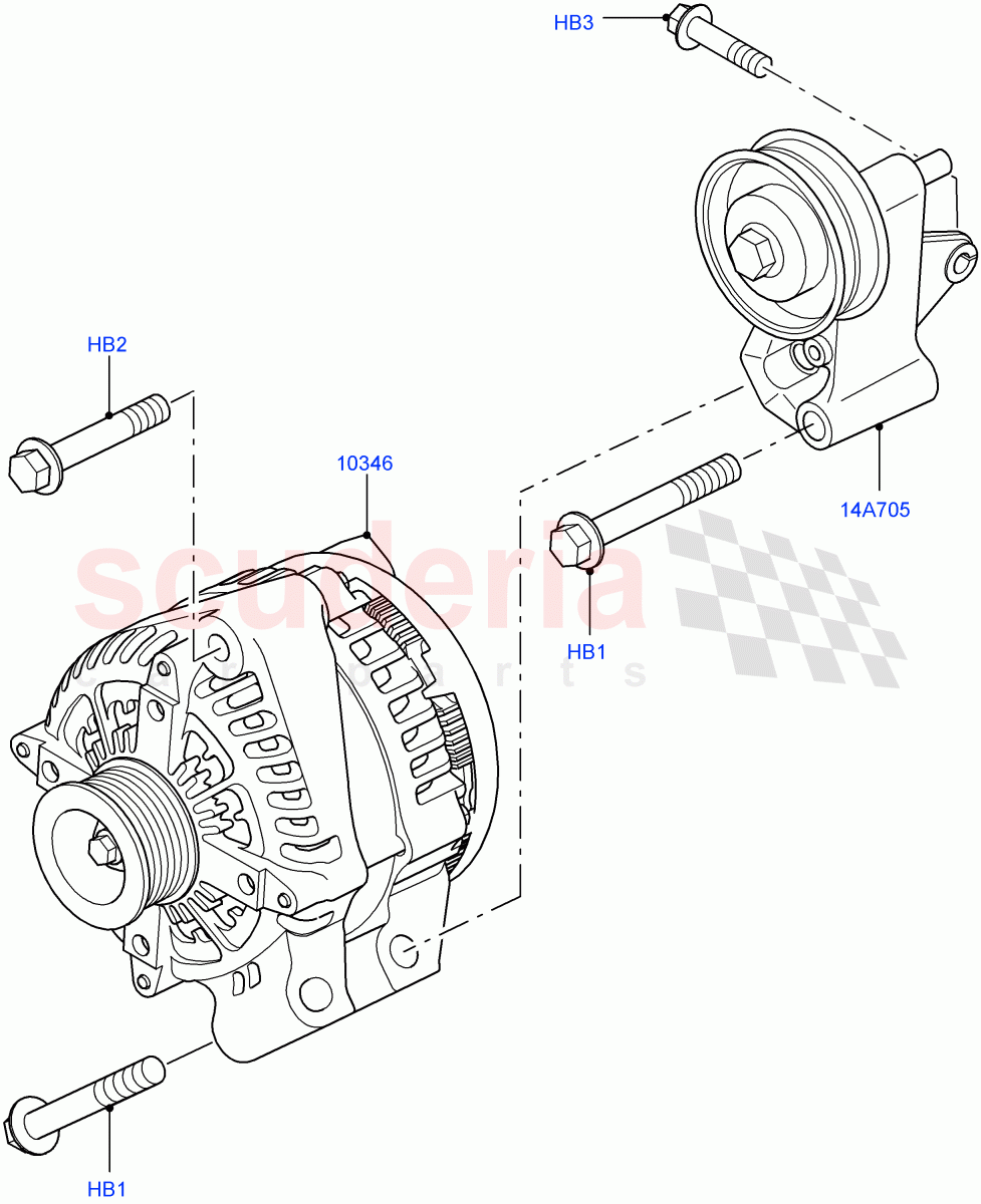 Alternator And Mountings(4.4L DOHC DITC V8 Diesel) of Land Rover Land Rover Range Rover Sport (2014+) [4.4 DOHC Diesel V8 DITC]