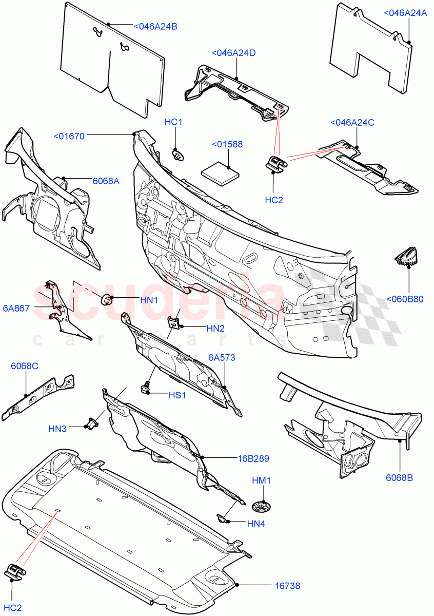 Insulators - Front(Engine Compartment)(Halewood (UK)) of Land Rover Land Rover Range Rover Evoque (2012-2018) [2.0 Turbo Petrol AJ200P]