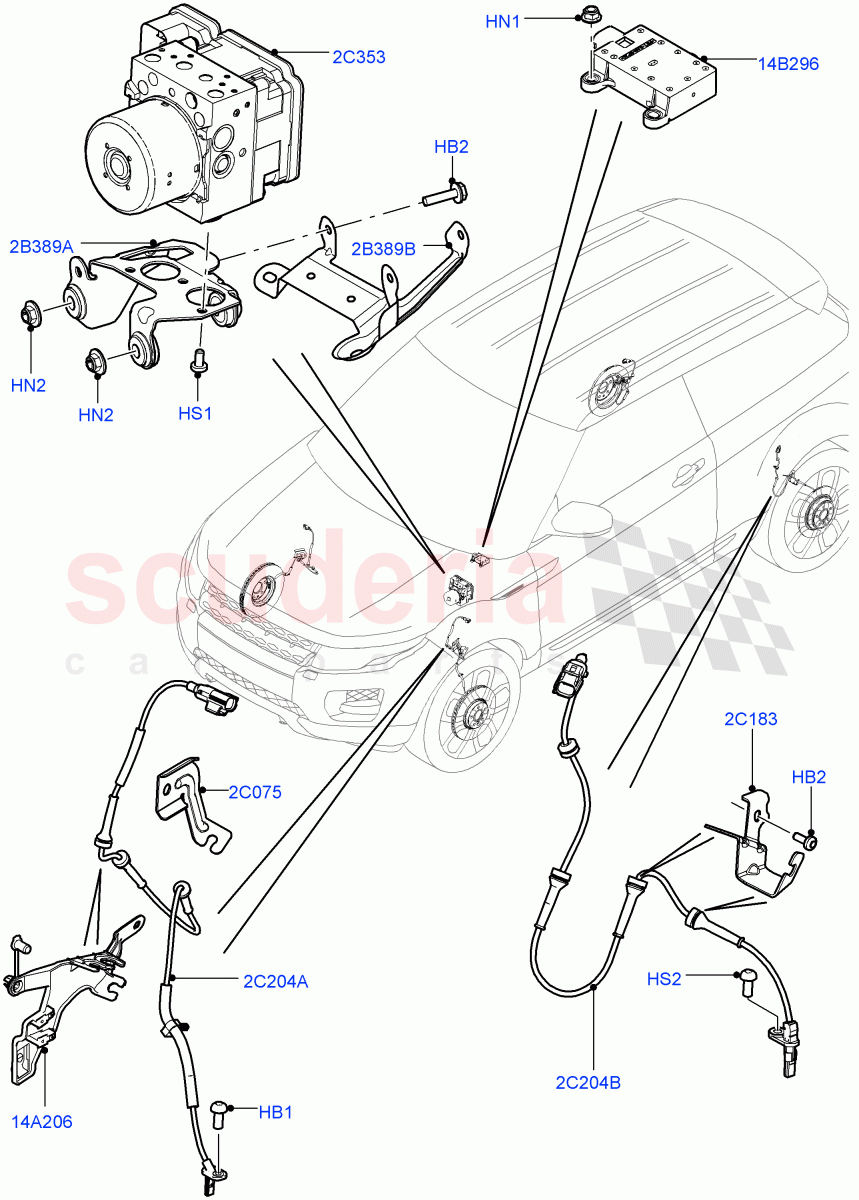 Anti-Lock Braking System (Halewood (UK)) ((V) TODH999999) of Land Rover Land Rover Range Rover Evoque (2012-2018) [2.0 Turbo Petrol AJ200P]