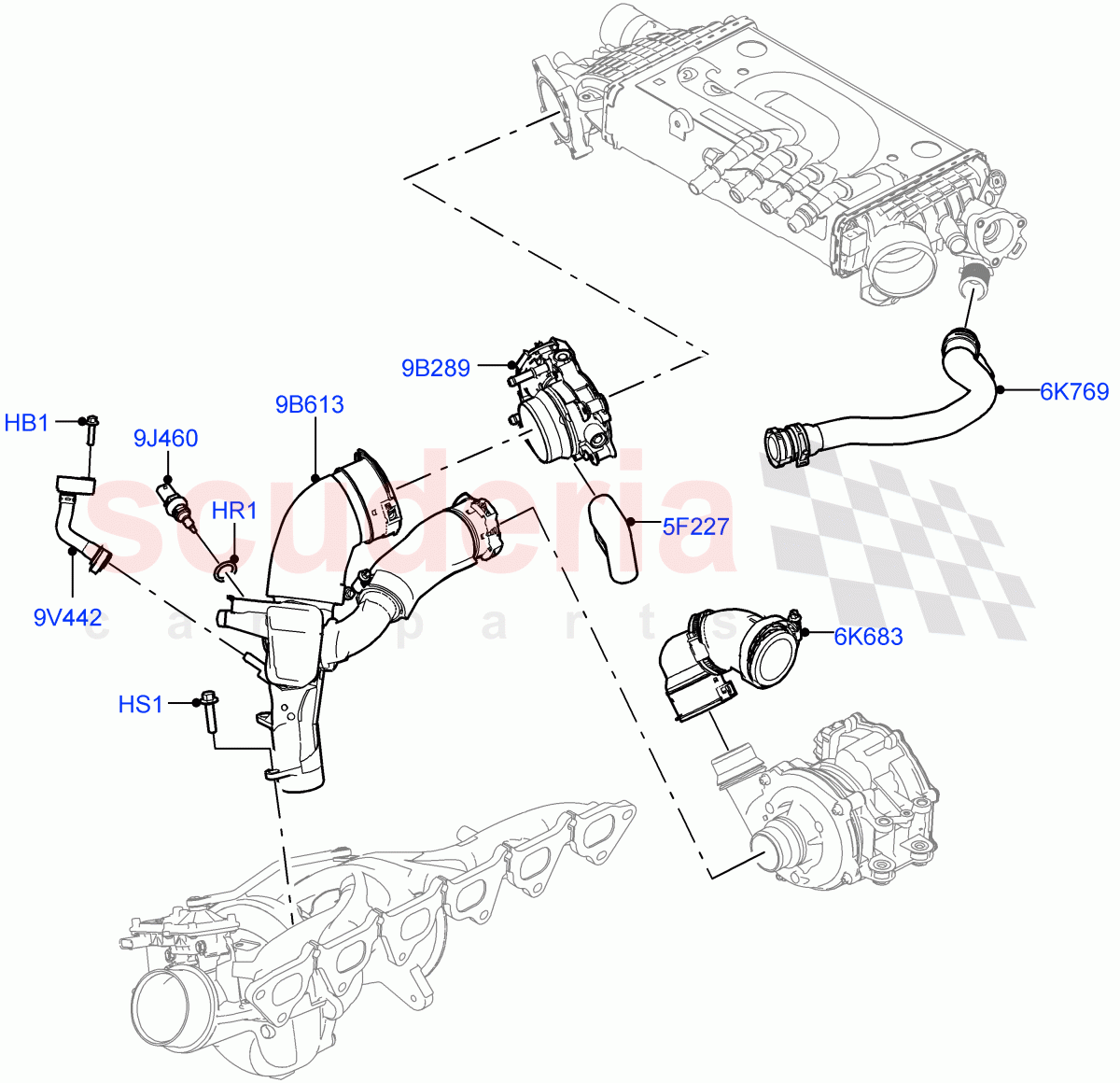 Intercooler/Air Ducts And Hoses(Air Ducts And Hoses)(3.0L AJ20P6 Petrol High) of Land Rover Land Rover Range Rover (2022+) [3.0 I6 Turbo Petrol AJ20P6]