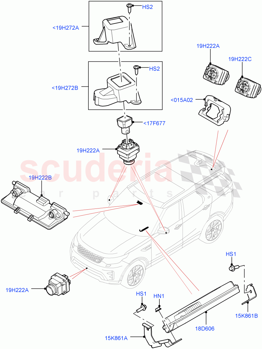 Camera Equipment(Solihull Plant Build)((V)FROMHA000001,(V)TOHA999999) of Land Rover Land Rover Discovery 5 (2017+) [3.0 DOHC GDI SC V6 Petrol]