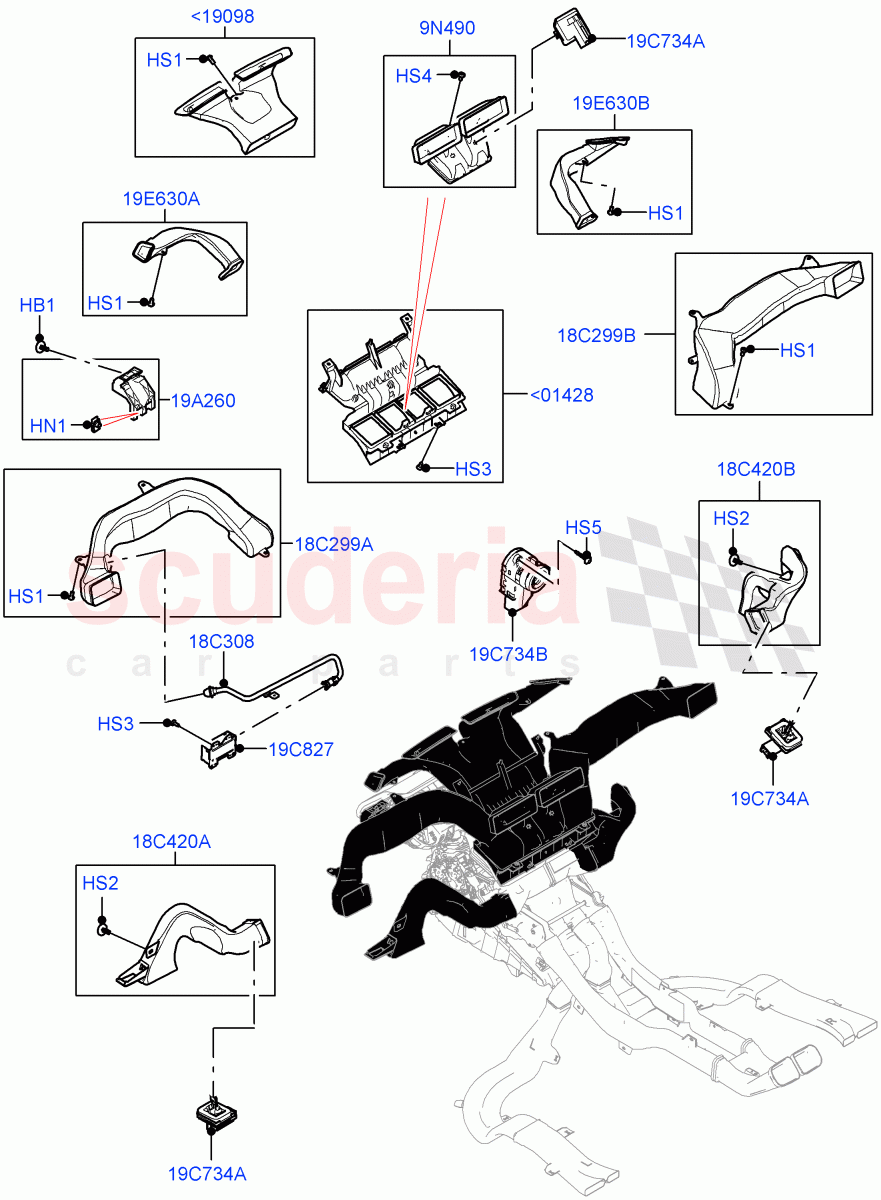 Air Vents, Louvres And Ducts (Internal Components) (Itatiaia (Brazil)) ((V) FROMLT000001) of Land Rover Land Rover Discovery Sport (2015+) [2.0 Turbo Petrol AJ200P]