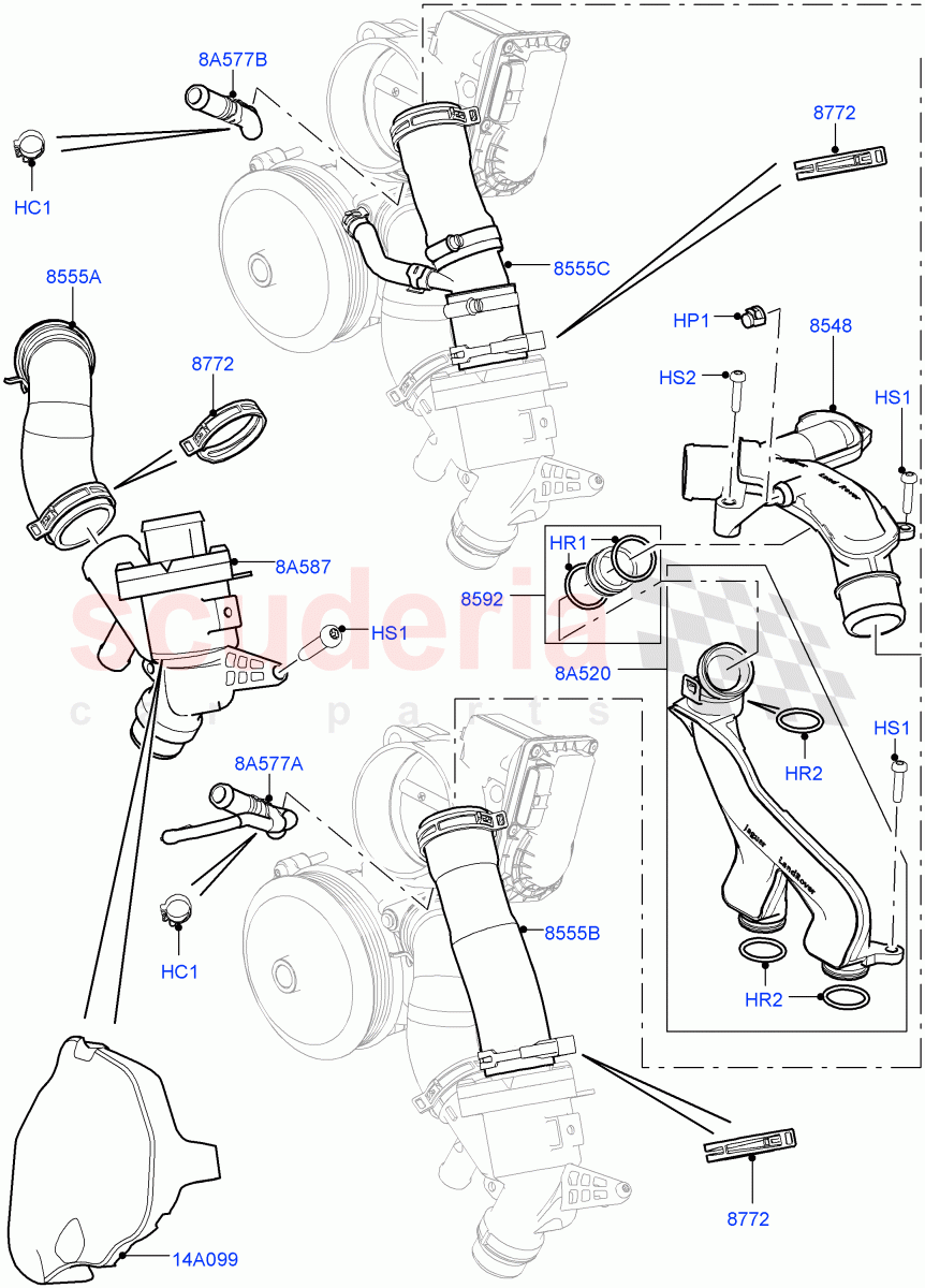 Thermostat/Housing & Related Parts(5.0L OHC SGDI SC V8 Petrol - AJ133)((V)FROMAA000001) of Land Rover Land Rover Range Rover (2010-2012) [5.0 OHC SGDI SC V8 Petrol]