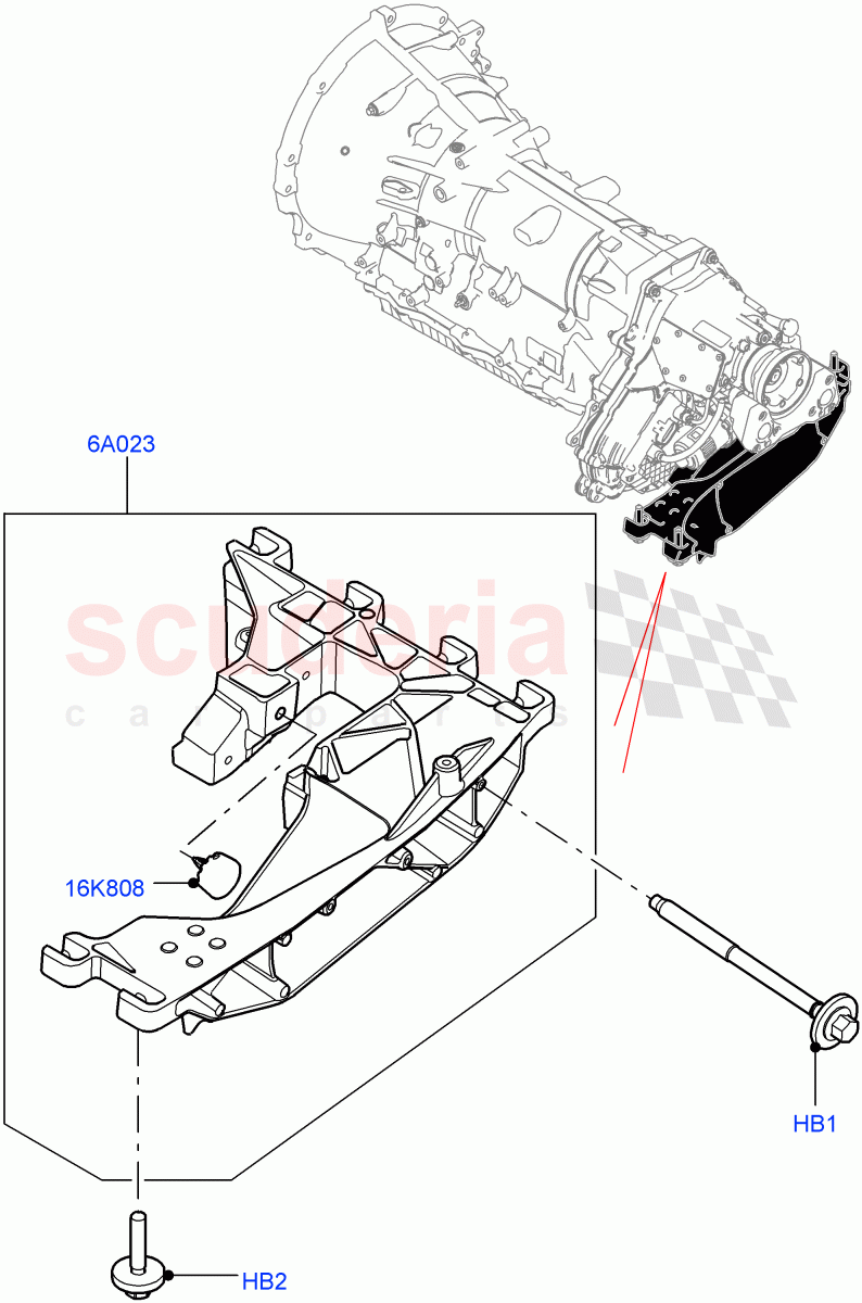 Transmission Mounting(3.0L DOHC GDI SC V6 PETROL,5.0L P AJ133 DOHC CDA S/C Enhanced) of Land Rover Land Rover Range Rover Velar (2017+) [3.0 I6 Turbo Diesel AJ20D6]