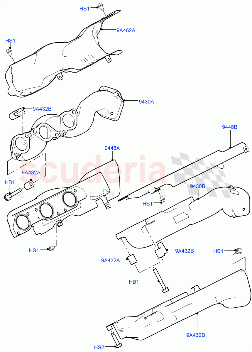 Exhaust Manifold (3.0L DOHC GDI SC V6 PETROL) ((V) FROMEA000001) of Land Rover Land Rover Discovery 4 (2010-2016) [3.0 DOHC GDI SC V6 Petrol]