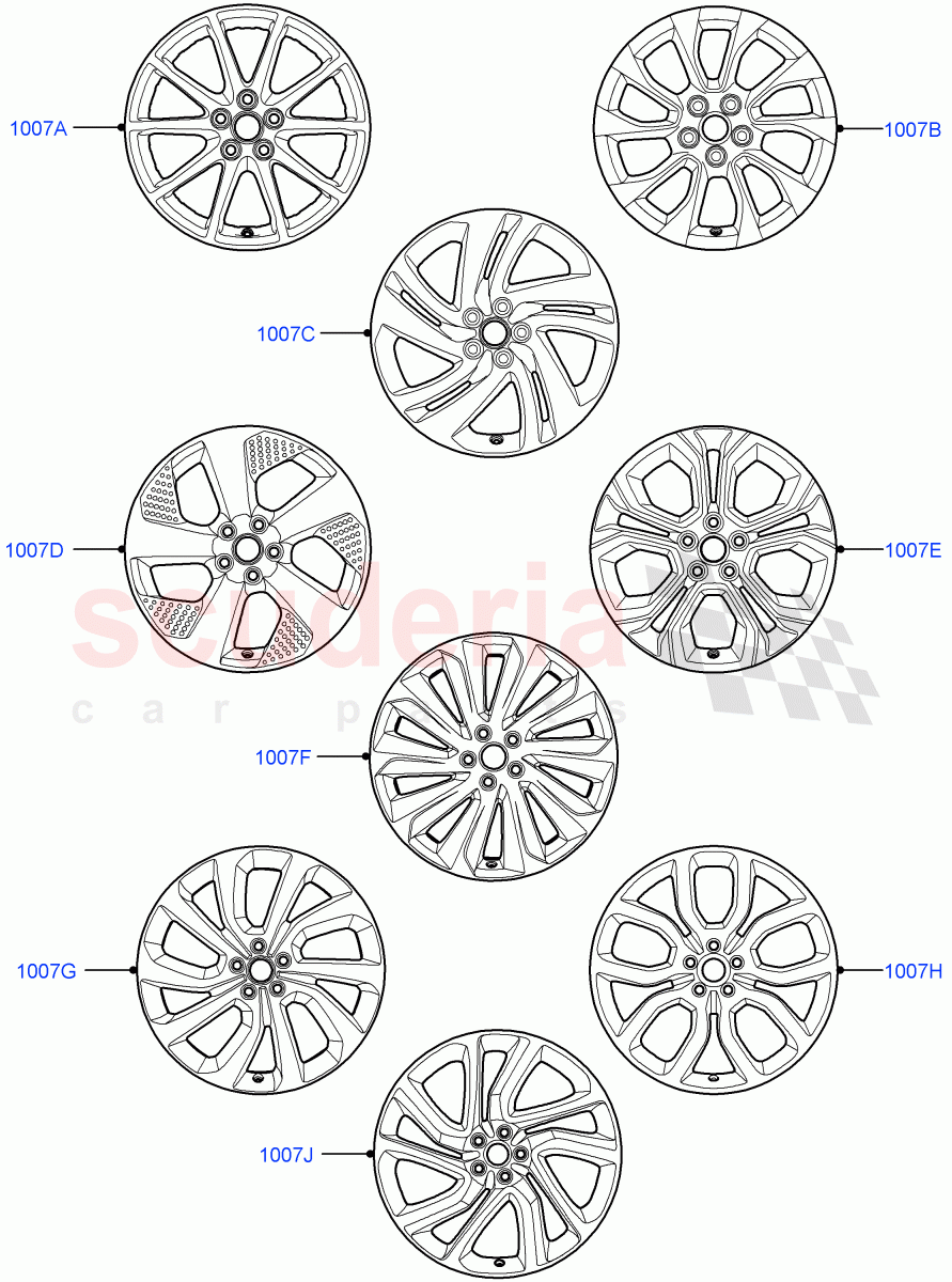 Spare Wheel (Halewood (UK), With 17" Alloy Spare Wheel, 20" Full Size Spare Wheel, 18" Full Size Spare Wheel, 19" Full Size Spare Wheel, With Conventional Alloy Spare Wheel, 21" Full Size Spare Wheel) ((V) FROMLH000001) of Land Rover Land Rover Discovery Sport (2015+) [2.0 Turbo Diesel]