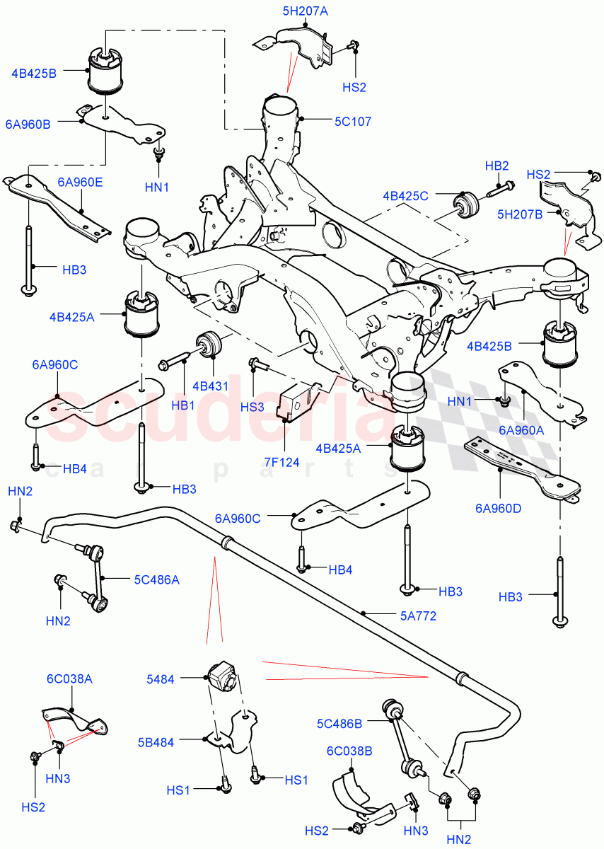 Rear Cross Member & Stabilizer Bar (Itatiaia (Brazil)) ((V) FROMGT000001) of Land Rover Land Rover Discovery Sport (2015+) [1.5 I3 Turbo Petrol AJ20P3]