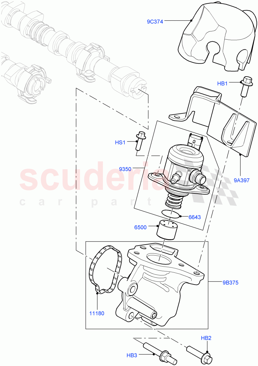 Fuel Injection Pump-Engine Mounted (From Engine Serial Number - 071111153004) (2.0L 16V TIVCT T/C Gen2 Petrol, Halewood (UK), 2.0L 16V TIVCT T/C 240PS Petrol) of Land Rover Land Rover Range Rover Evoque (2012-2018) [2.0 Turbo Petrol GTDI]