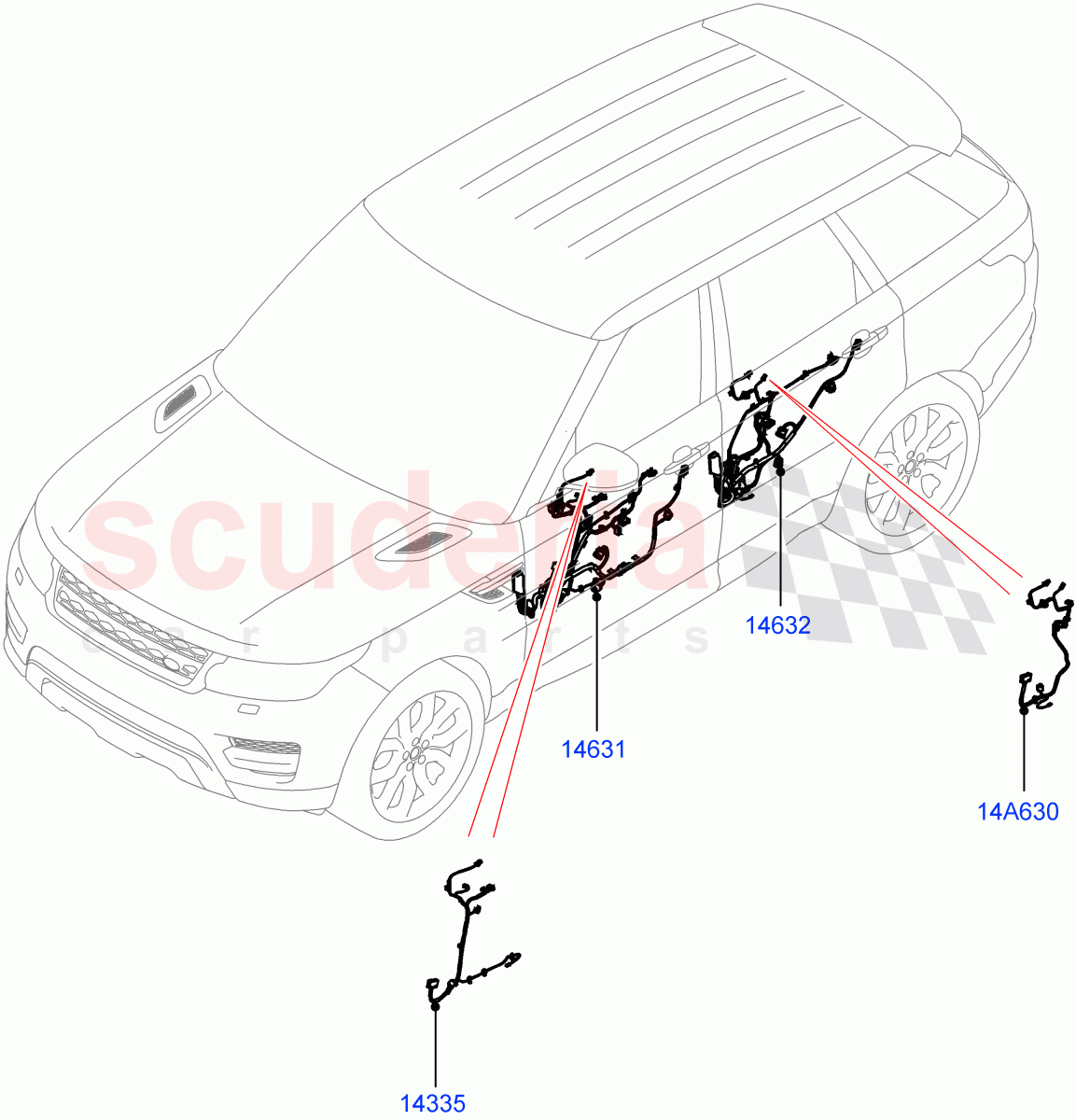 Electrical Wiring - Body And Rear(Front And Rear Doors)((V)FROMHA000001,(V)TOHA999999) of Land Rover Land Rover Range Rover Sport (2014+) [2.0 Turbo Diesel]