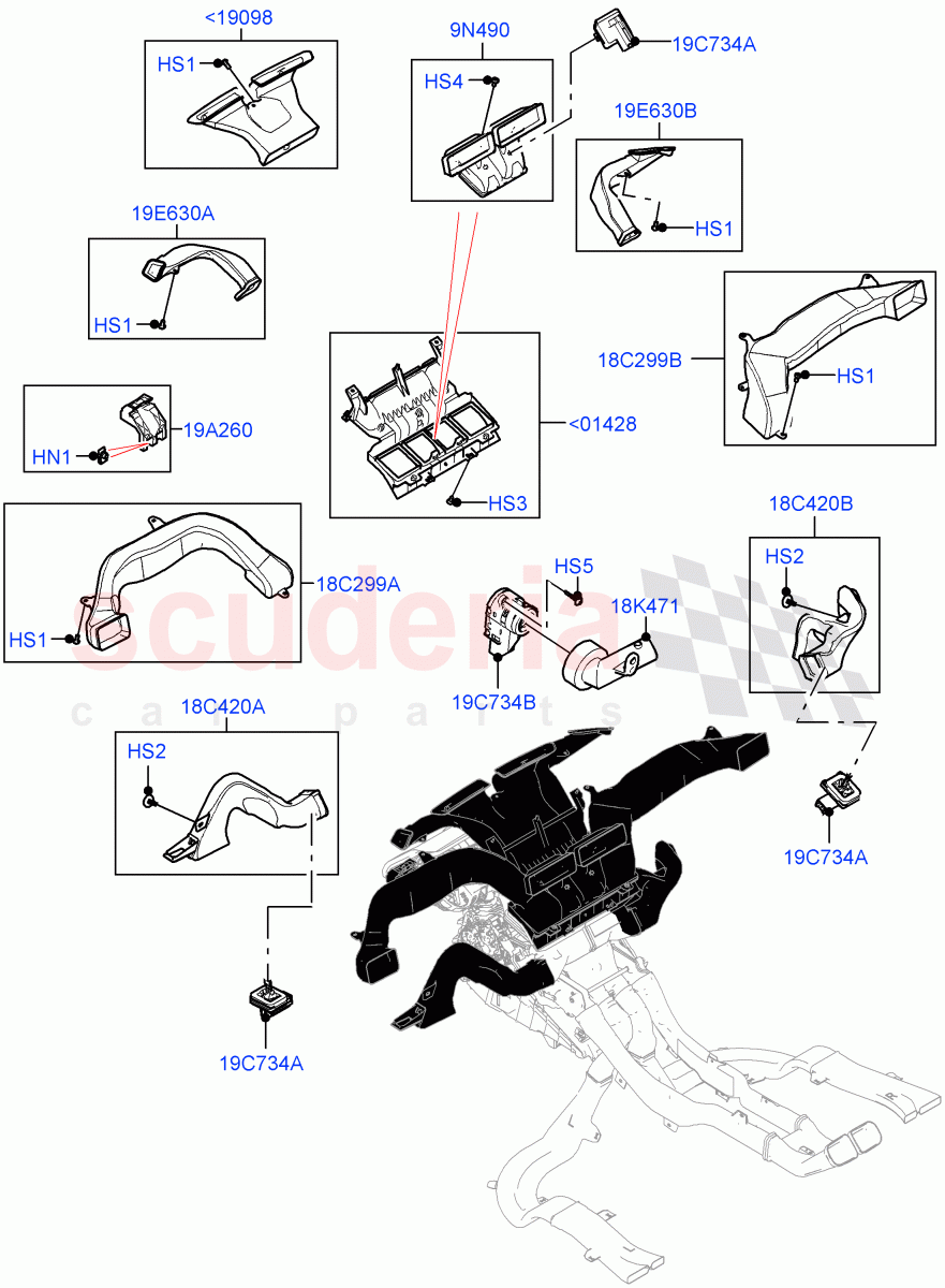 Air Vents, Louvres And Ducts (1st Row, Internal Components) (Itatiaia (Brazil)) of Land Rover Land Rover Range Rover Evoque (2019+) [2.0 Turbo Diesel]