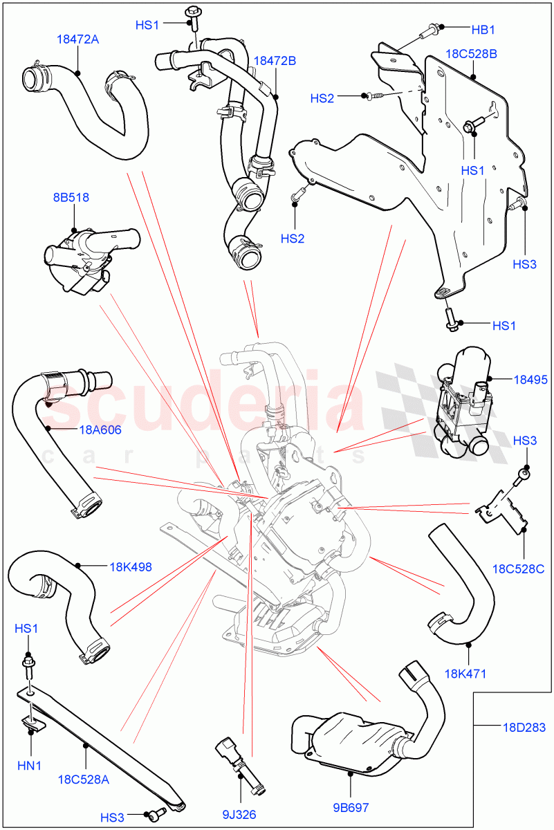 Auxiliary Fuel Fired Pre-Heater(External Components)(3.0L DOHC GDI SC V6 PETROL,Fuel Heater W/Pk Heat With Remote,3.0 V6 D Gen2 Twin Turbo,2.0L I4 High DOHC AJ200 Petrol,2.0L I4 Mid DOHC AJ200 Petrol,5.0L P AJ133 DOHC CDA S/C Enhanced) of Land Rover Land Rover Range Rover Velar (2017+) [3.0 I6 Turbo Diesel AJ20D6]